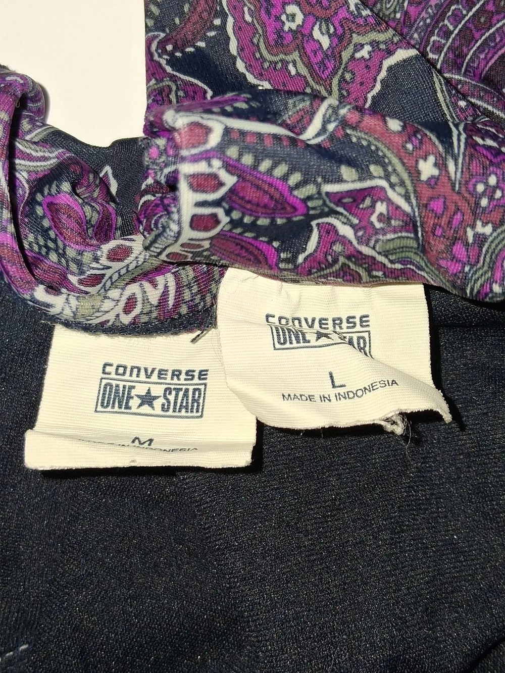CONVERSE ONE STAR Purple Paisley Bikini Women's TOP Sz Large, BOTTOM Sz Medium